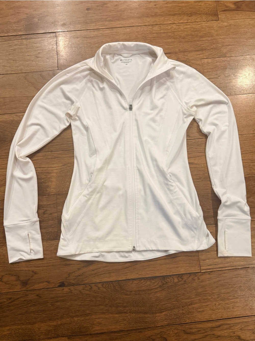 Athleta White Zip-Front Lightweight Active Jacket